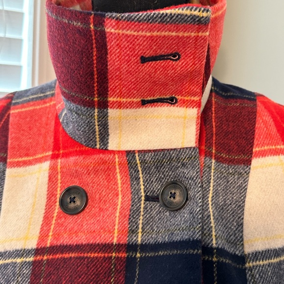 HOLLISTER PLAID DOUBLE BREASTED 3/4 SLEEVE PEACOAT - Picture 12 of 15